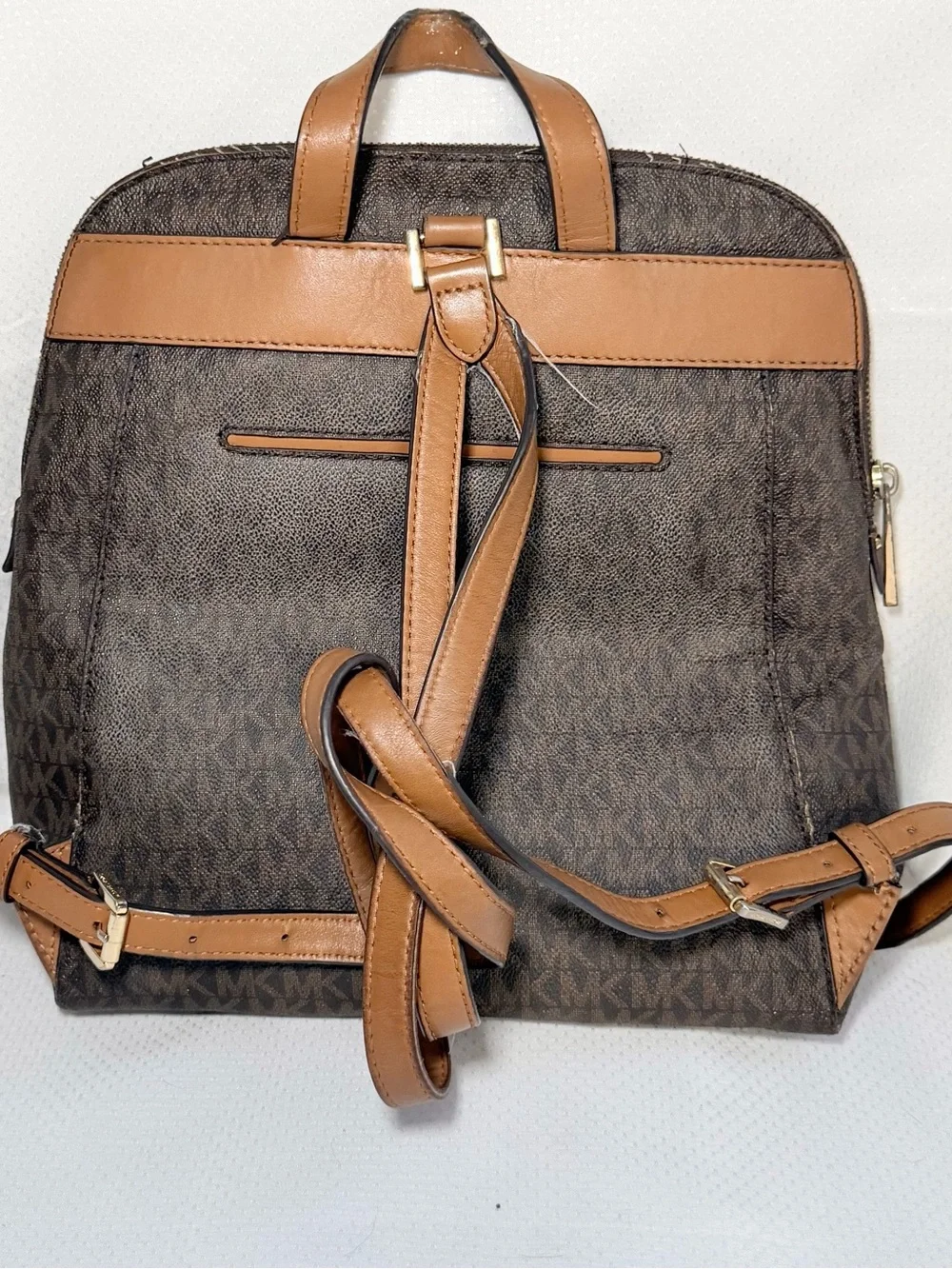 Michael Kors Brown Logo Backpack with Gold Hardware